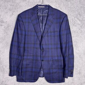 Canali Sport Coat Men IT 50R Wool Windowpane Jacket Blazer Soft Suit Jacket